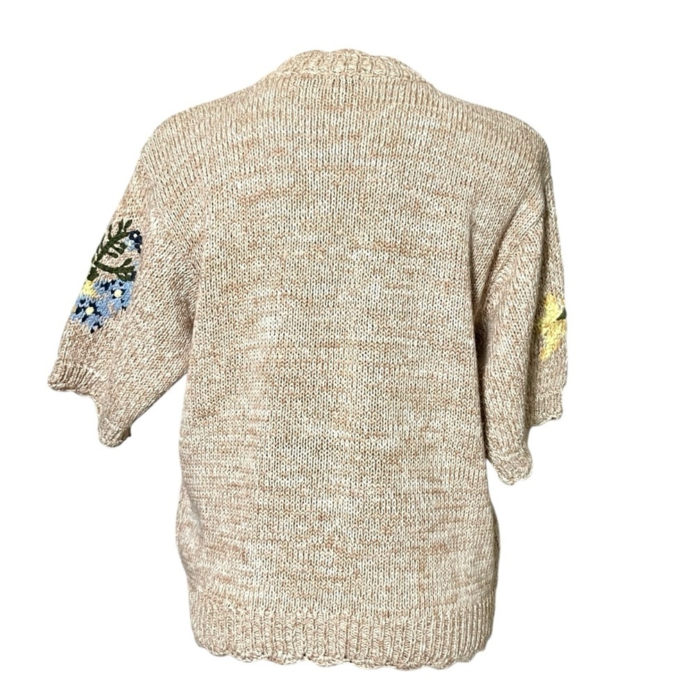 Vintage Lucia Embroidered Floral Short Sleeve Cardigan Sweater Size Large - Picture 3 of 5